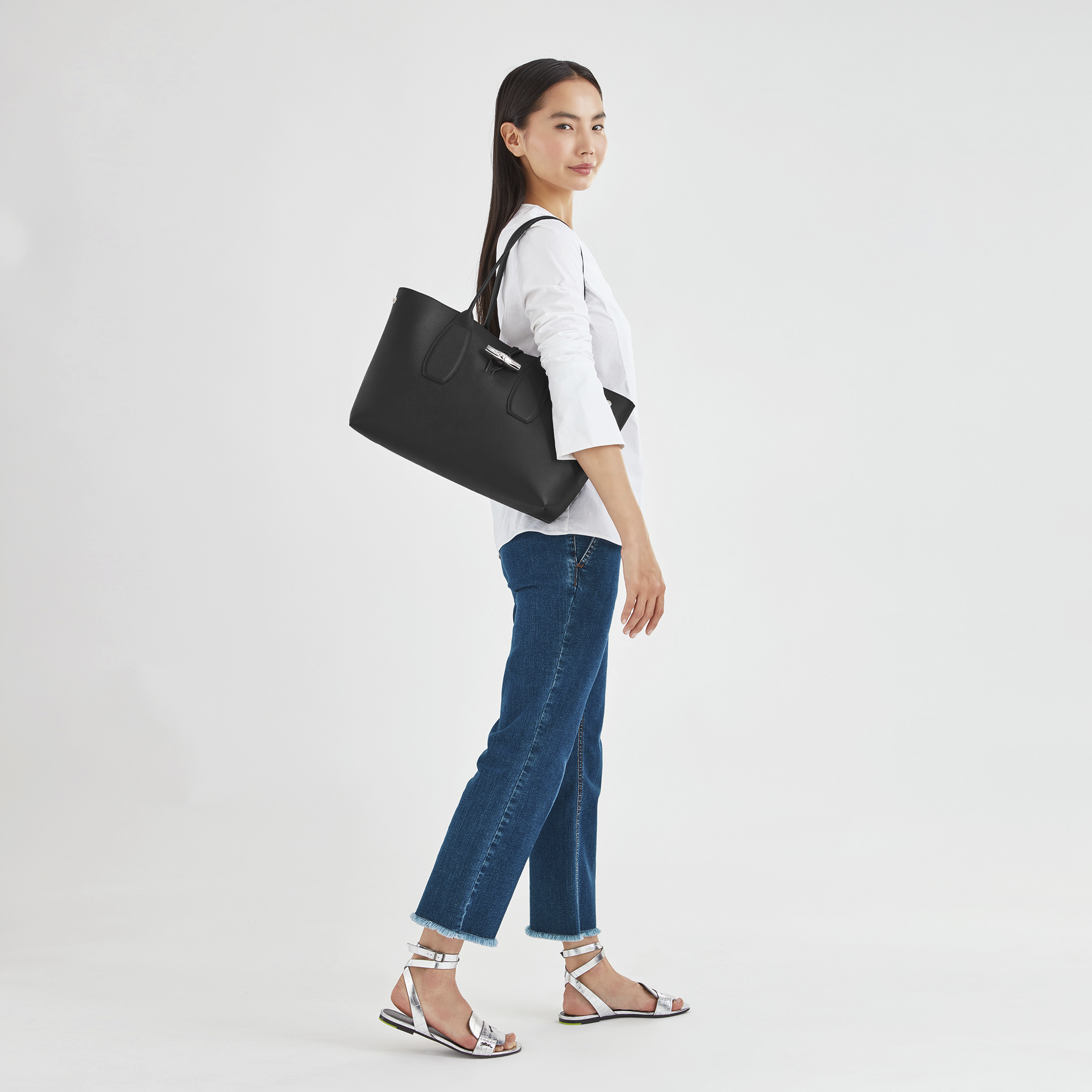 Roseau L Tote bag Black - Leather (10060HPN001)