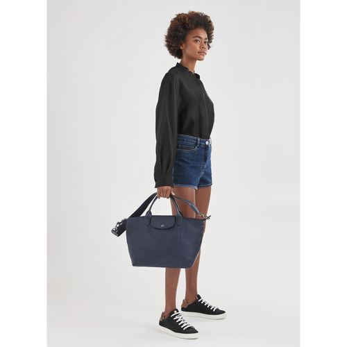 Top handle bag M Le Pliage Cuir Sky Blue (L1515757028) | Longchamp US