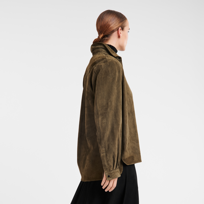 null Straight leather shirt, Khaki