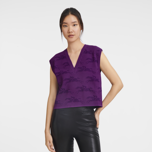 Sleeveless sweater , Violet - Knit - View 3 of  3