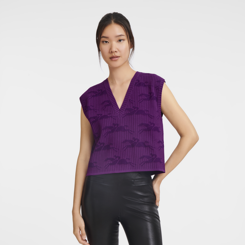 Sleeveless sweater , Violet - Knit  - View 3 of  3