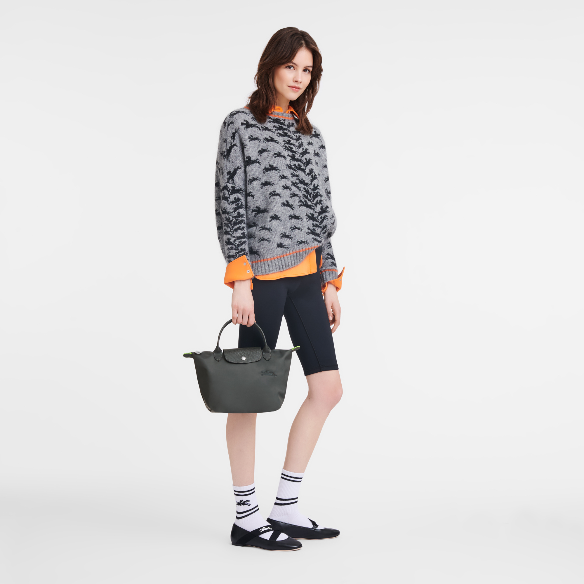 Longchamp ル プリアージュ キュイールトップハンドルバッグ ブラウン