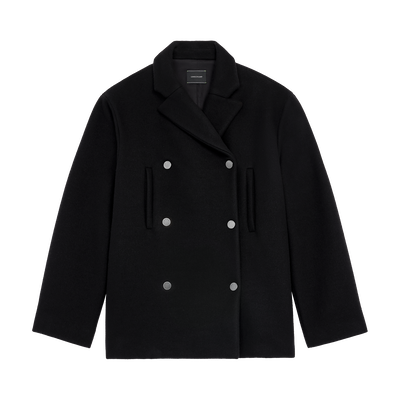 Pea coat , Black - Wool broadcloth