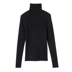 Taillierter Pullover mit hohem Kragen , Strick - Schwarz