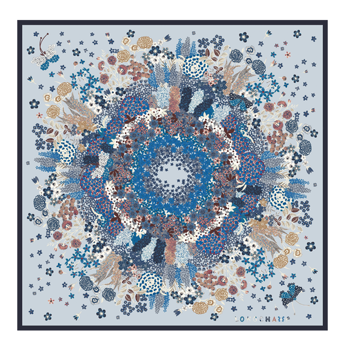 Collier de fleurs Zijden sjaal 90 , Marineblauw - Zijde - Weergave 1 van  2