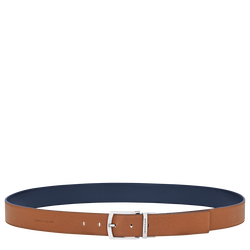 Le Foulonn&eacute; Men's belt , Caramel/Navy - Leather