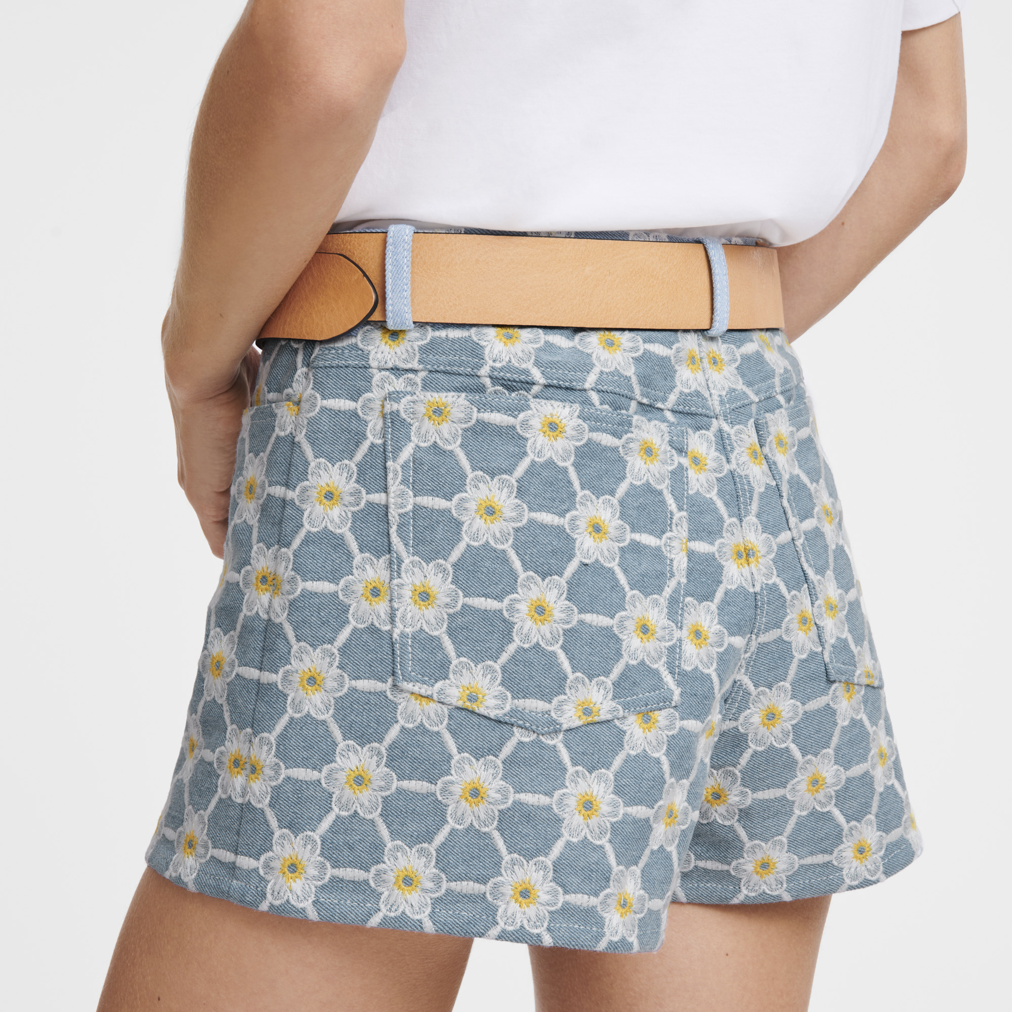 null Embroidered shorts, Sky Blue