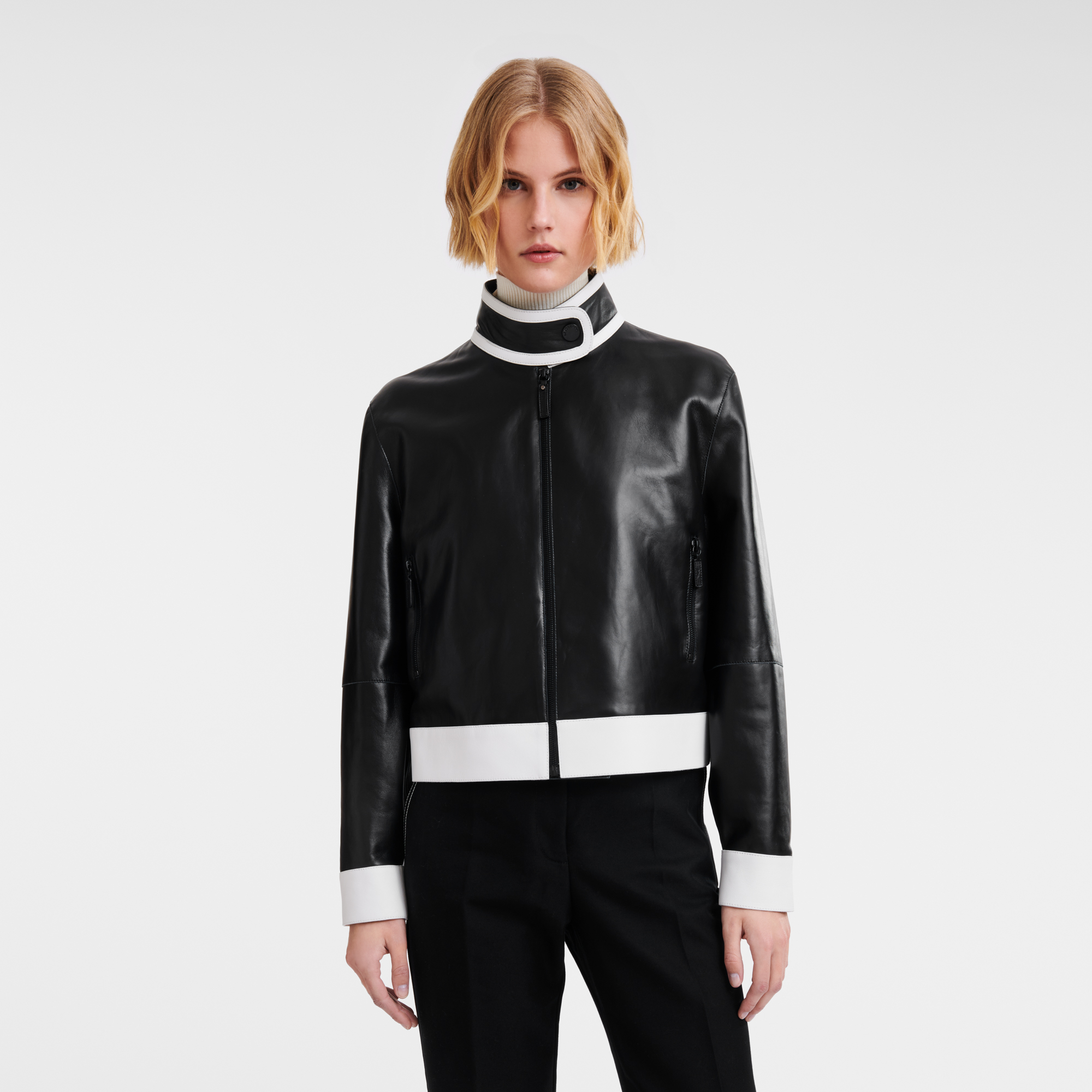 Leather short blouson Black - Leather | Longchamp DZ 
