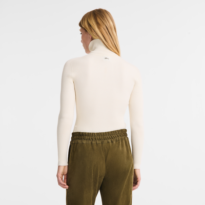 null High collar fitted jumper, Ecru