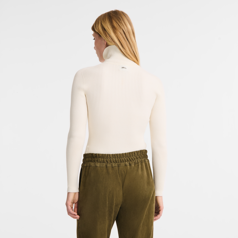 High collar fitted jumper , Ecru - Knit  - View 3 of 5