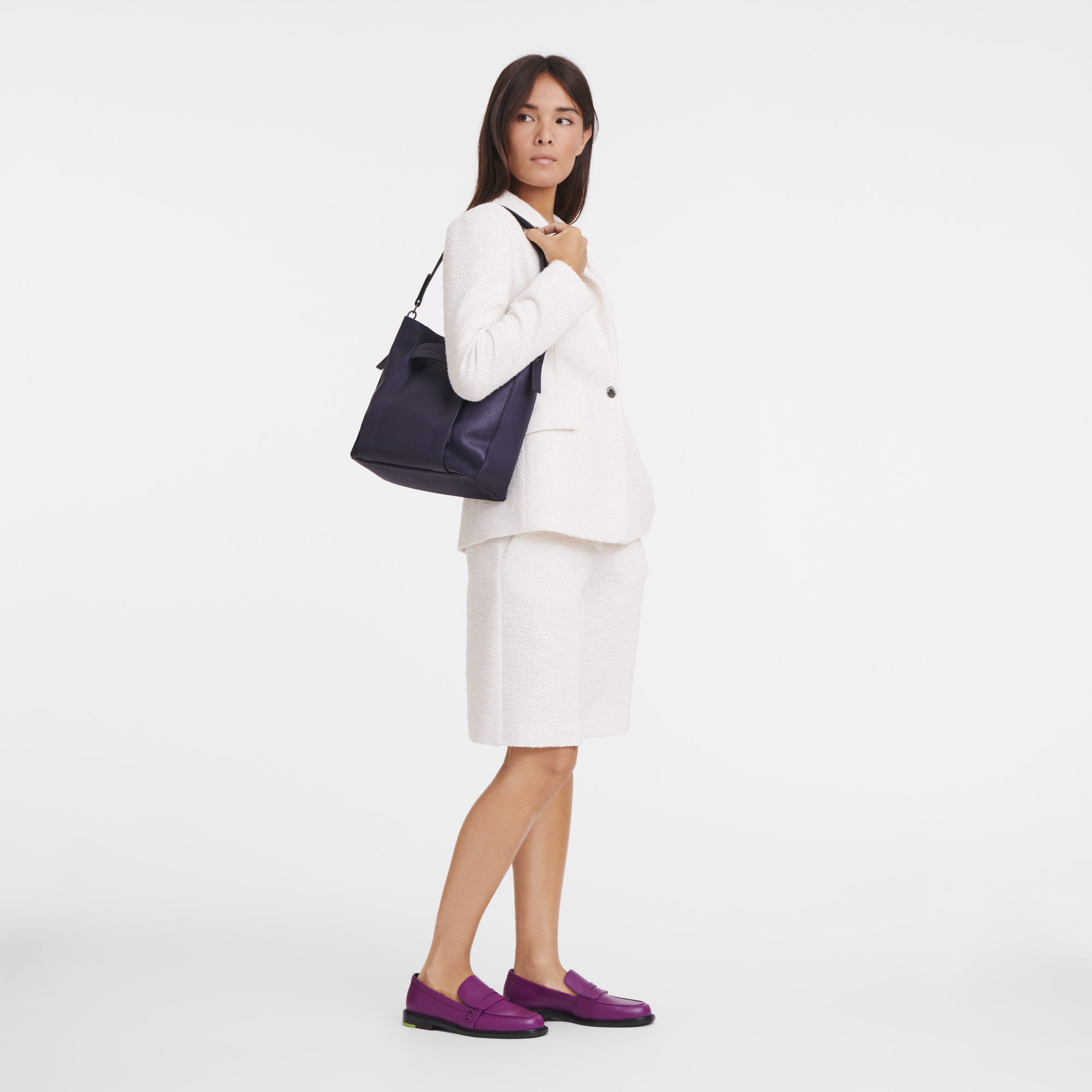 Schultertasche M Longchamp 3D Leder - Heidelbeere | Longchamp DE 成人式髪飾りオーダー  振袖髪飾り  花魁