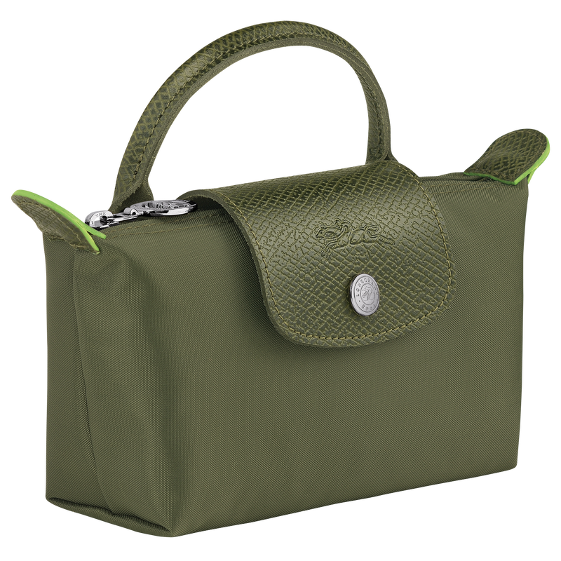 Le Pliage Green Pouch with handle , Forest - Recycled canvas  - View 3 of 6