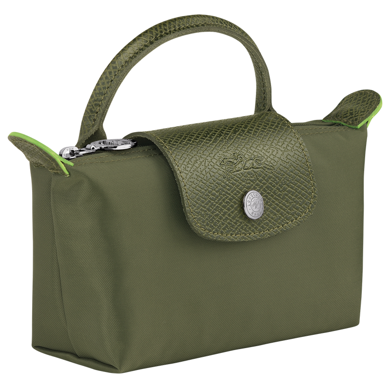 Le Pliage Green Pouch with handle , Forest - Recycled canvas  - View 3 of 5