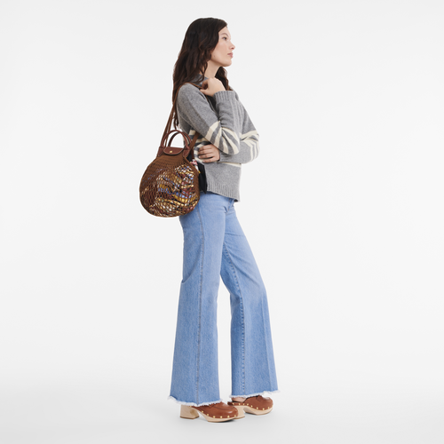 Le Pliage Filet L Mesh bag , Tobacco - Canvas - View 2 of  4