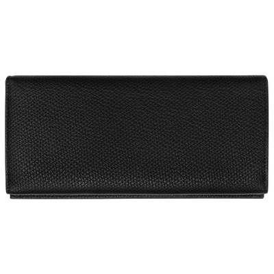 Portefeuille long &agrave; rabat Le Roseau , Cuir - Noir