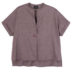 Shirt , Burgundy - Linen