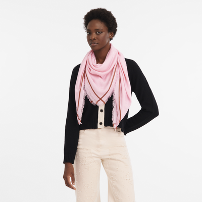 Châle La Médaille Longchamp , Coton mélangé - Rose