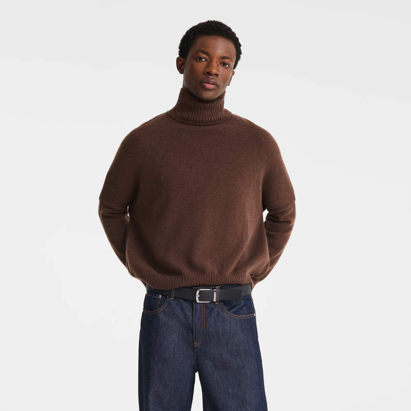 Le Foulonn&eacute; Men's belt , Caramel/Black - Leather  - View 4 of 4
