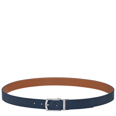 Le Foulonné Men's belt, Navy/Caramel