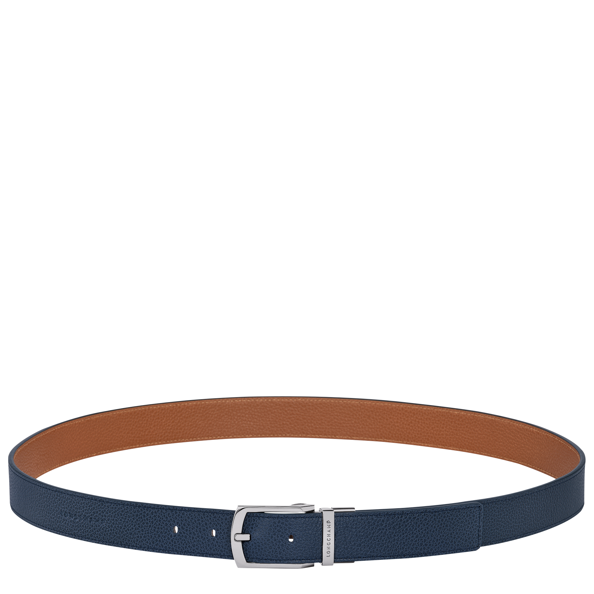 Le Foulonné Men's belt, Navy/Caramel