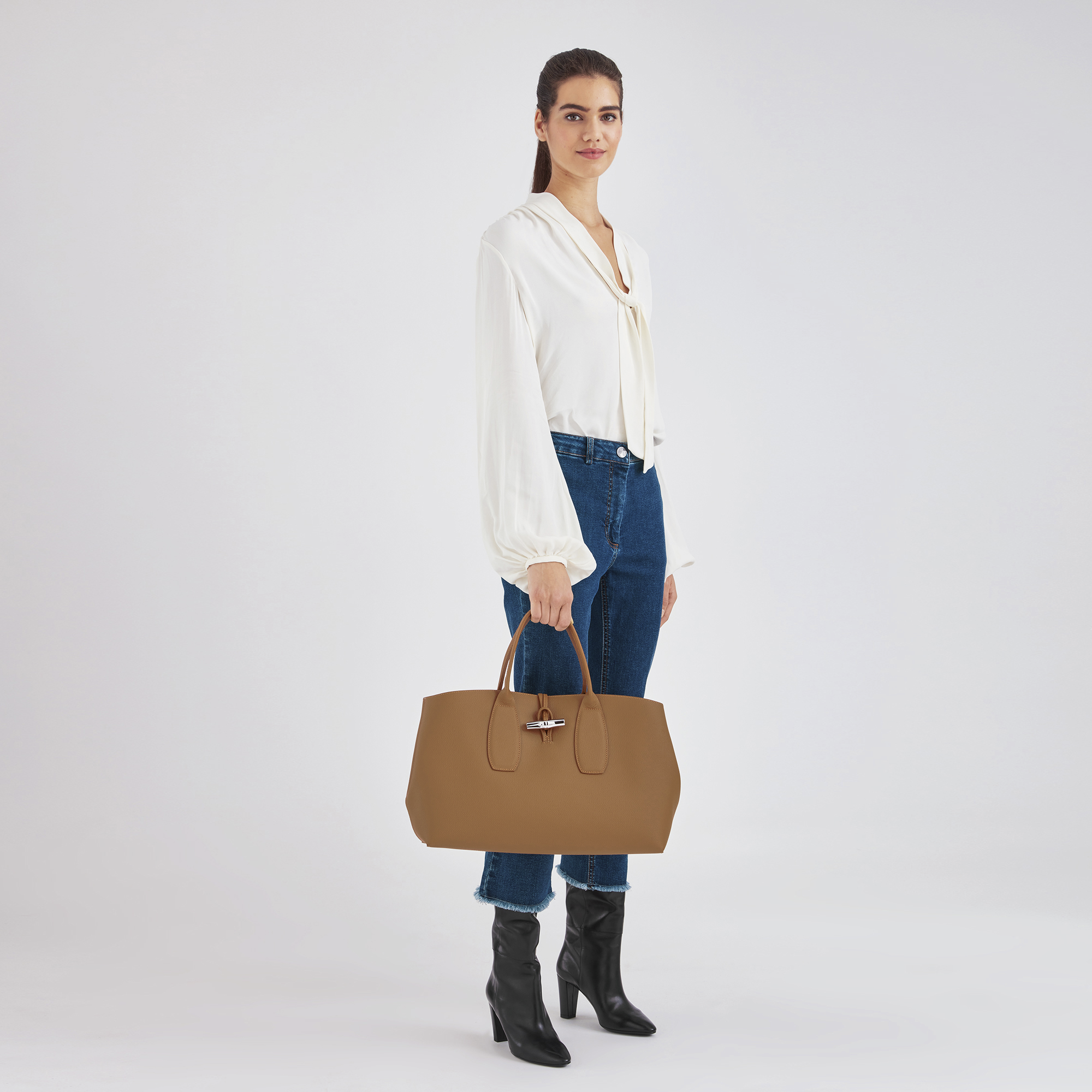 Longchamp, Bags, Longchamp Roseau Leather Shoulder Tote