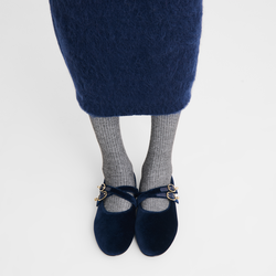 Le Foulonné Ballerinas , Navy - Leather