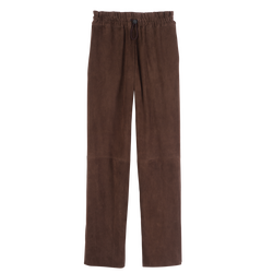 Cal&ccedil;as de corte a direito em couro , Pele - Castanho mocha