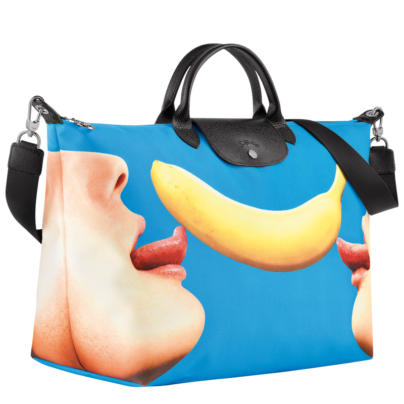 Reisetasche S Longchamp x ToiletPaper , Canvas - Blau  - Ansicht 3 von 5
