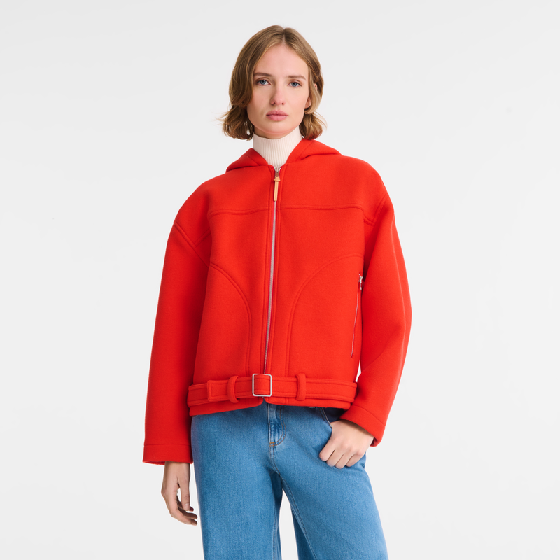 Jacket , Red - Wool broadcloth  - View 4 of 5