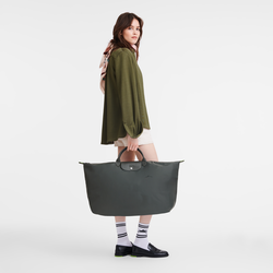 Le Pliage Green M Travel bag , Graphite - Recycled canvas