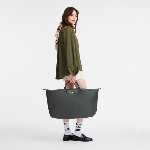 Le Pliage Green M Travel bag , Graphite - Recycled canvas - View 2 of 7