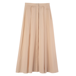 Midi skirt , Cream - Cotton poplin