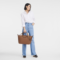 Le Pliage Xtra Bolso con asa superior L , Cuero - Coñac