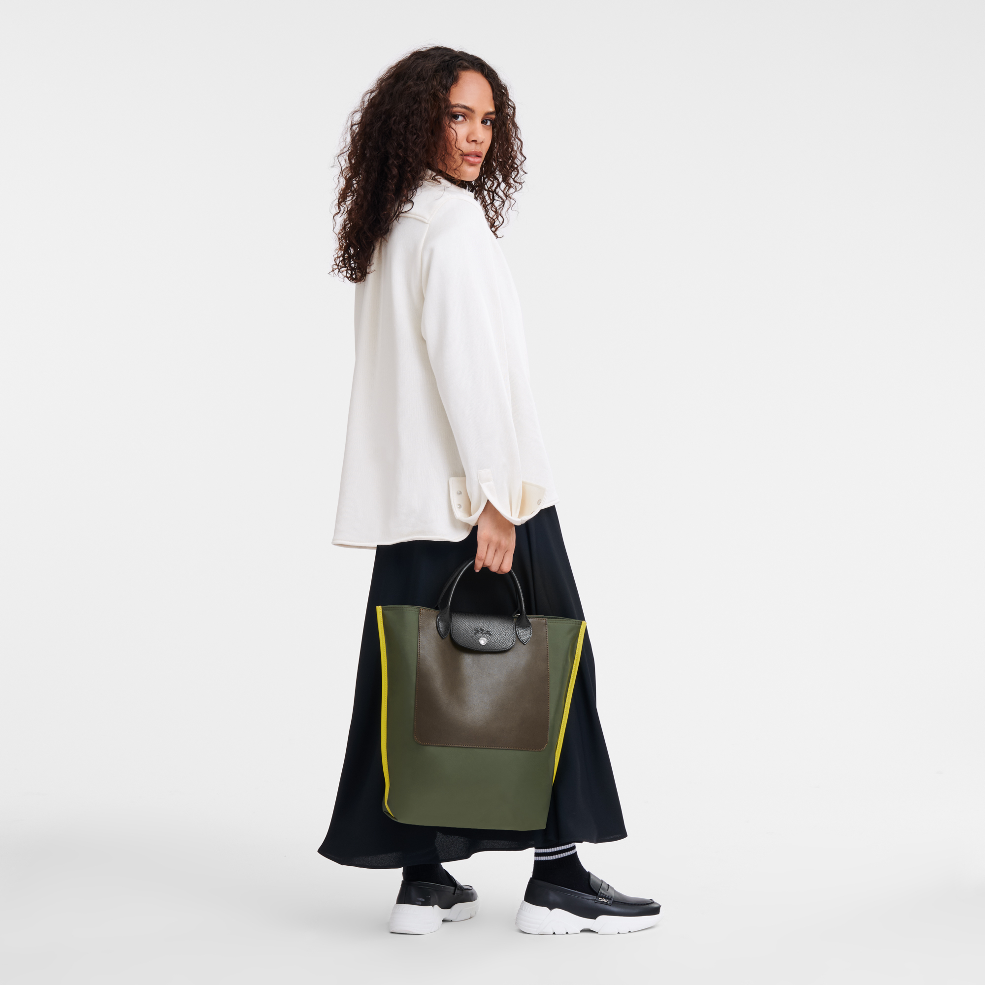 Longchamp khaki large tote discount