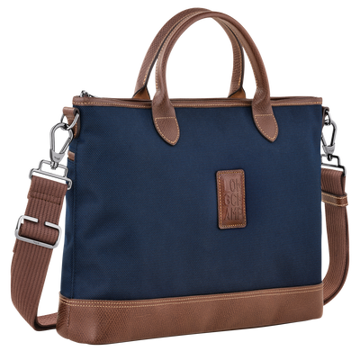 Boxford S Briefcase Blue - Recycled canvas | Longchamp GB