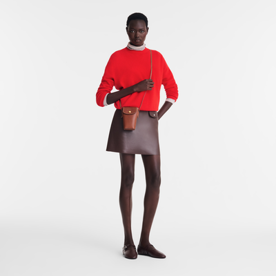 Custodia per cellulare con laccio in cuoio &Eacute;pure , Pelle - Marrone