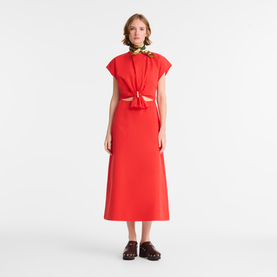 Dress , Red - Popelin