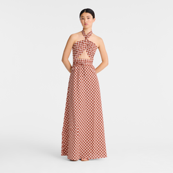 Long dress , Bark - Vichy jacquard
