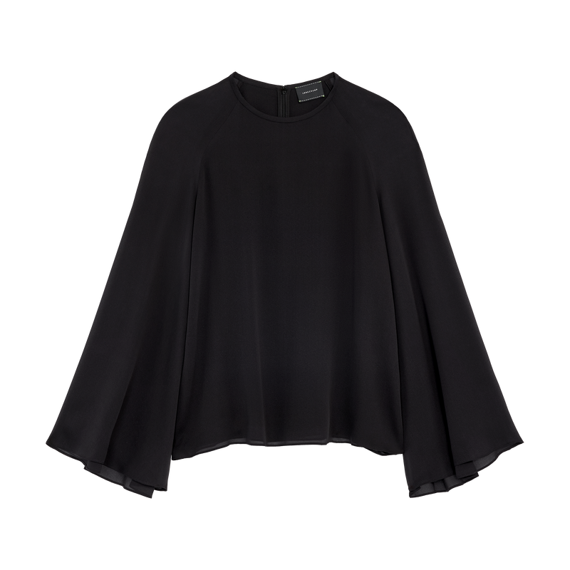 Bluse , Strukturierter Cr&ecirc;pe - Schwarz  - Ansicht 1 von 4