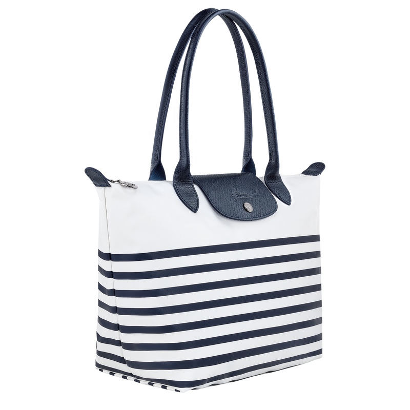 Longchamp Le Pliage Mariniere Small Shoulder Tote - Navy/White