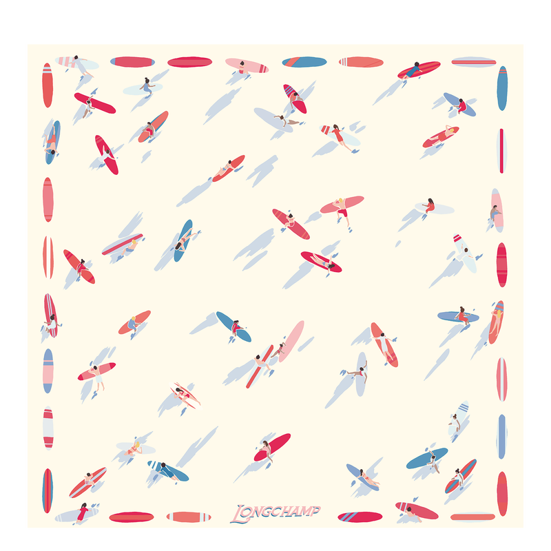 En Attendant la Vague シルクスカーフ50 , アイボリー - シルク  - ビュー 1: 2