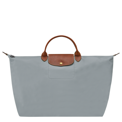 Le Pliage Original L Travel bag , Steel - Recycled canvas
