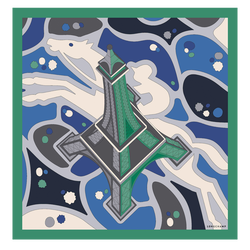 Tour Equestre Silk scarf 70 , Matcha - Silk