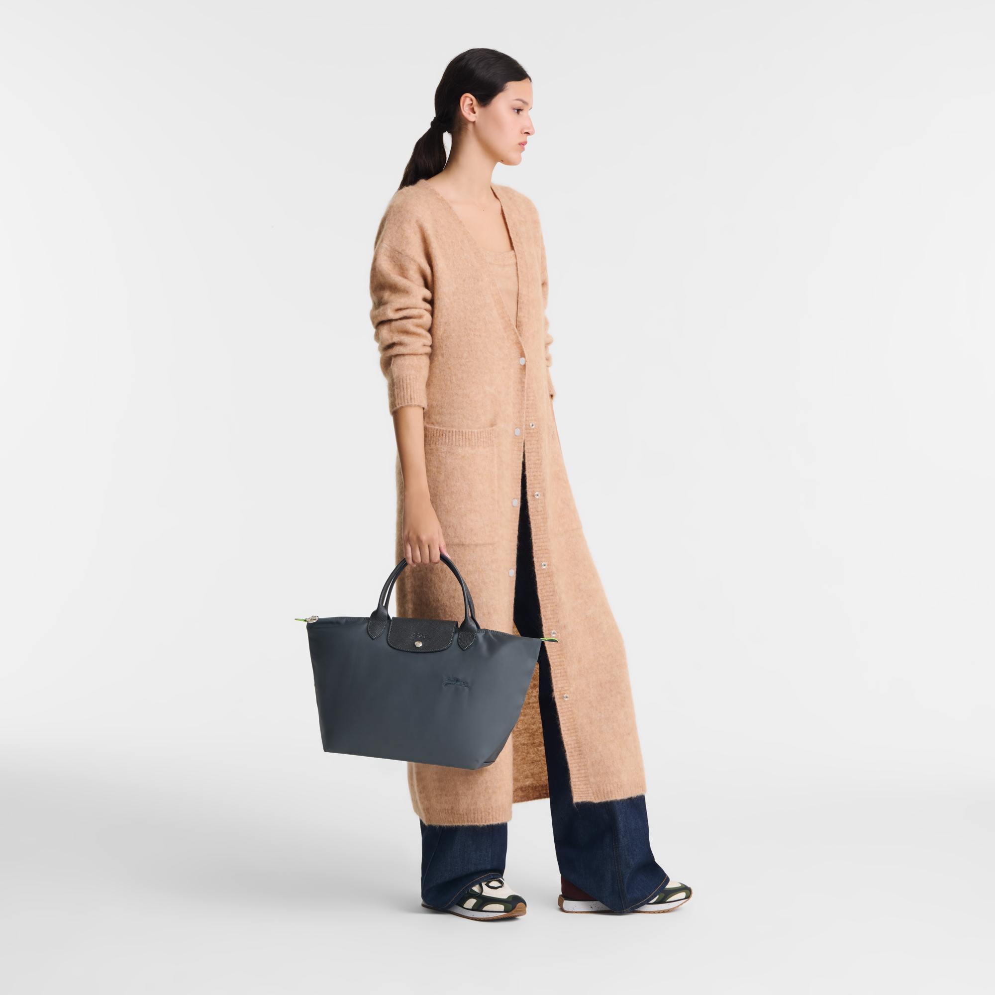 르 플리아쥬 그린 탑 핸들백 M, 그래파이트