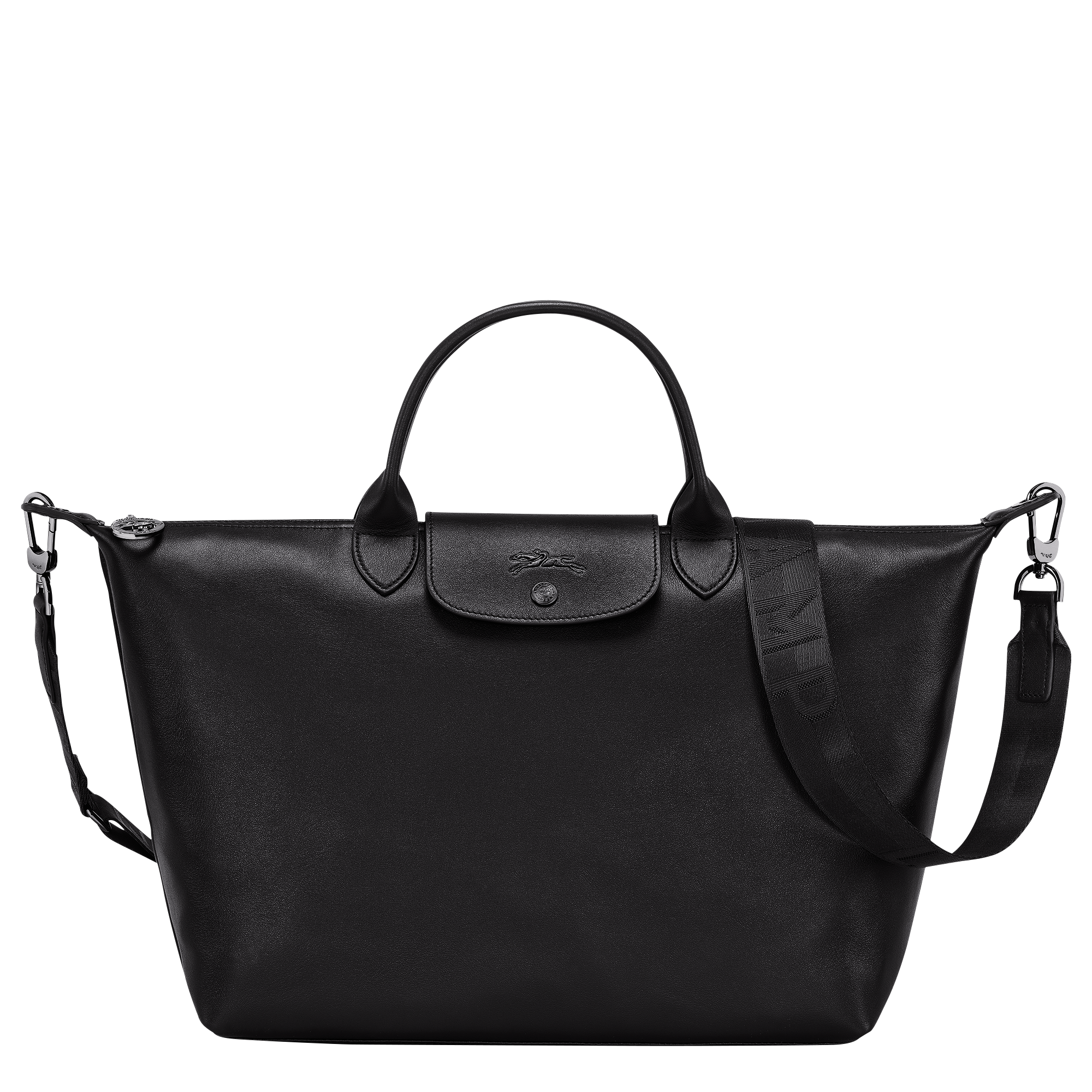 Longchamp - Small Leather Shoulder Bag Black