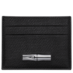 Le Roseau Card holder , Black - Leather