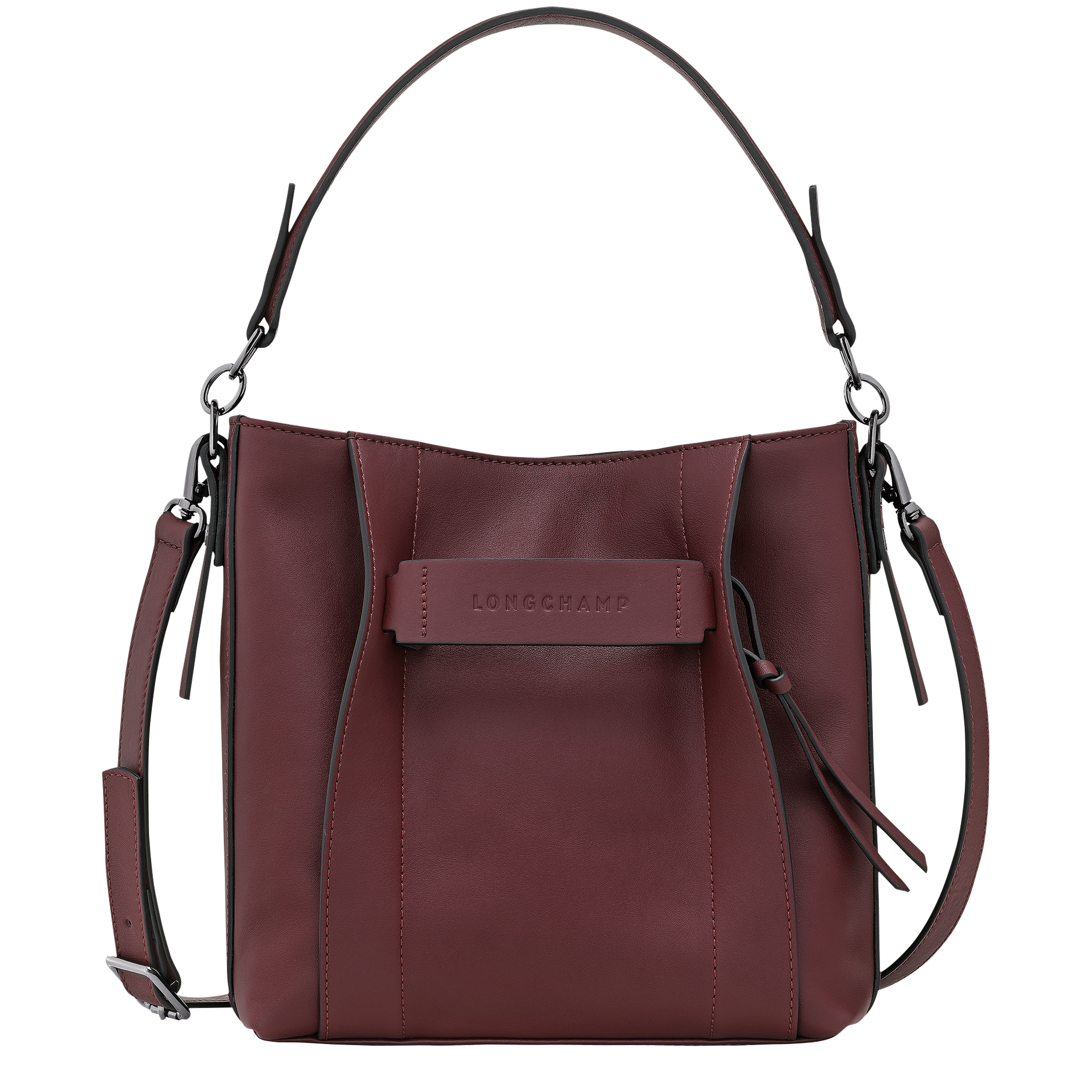Longchamp 3D 斜背袋 S, 酒紅色