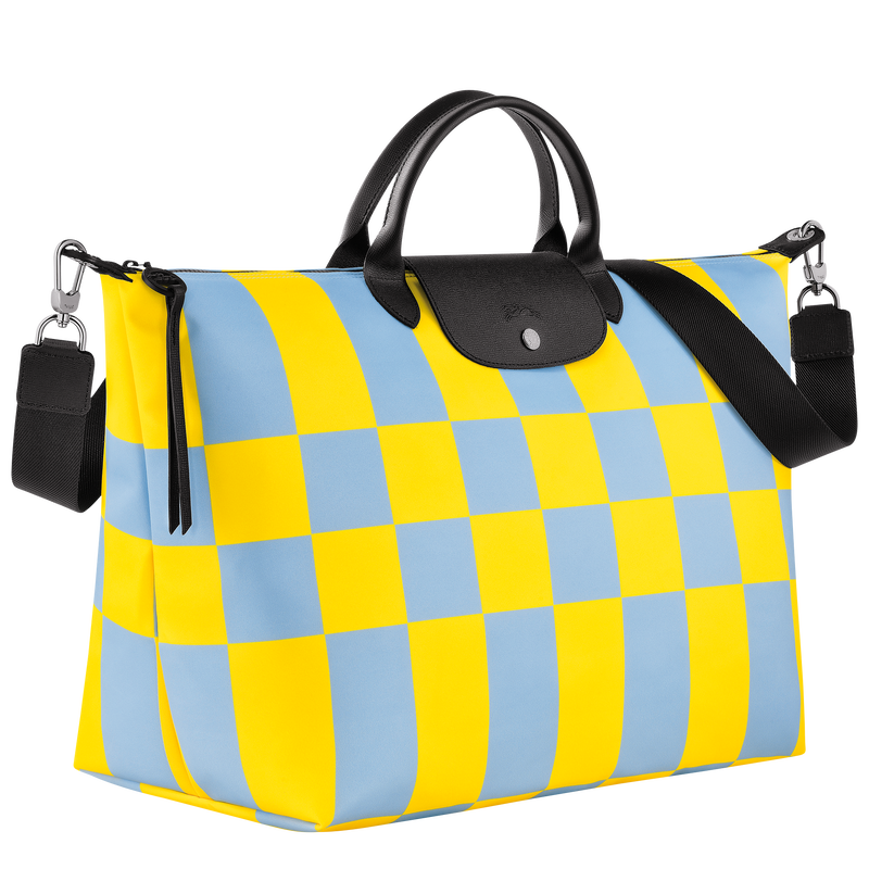 Le Pliage Collection S Travel bag , Sky Blue/Yellow - Canvas  - View 3 of  4
