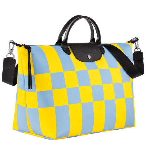 Le Pliage Collection S Travel bag , Sky Blue/Yellow - Canvas - View 3 of  4