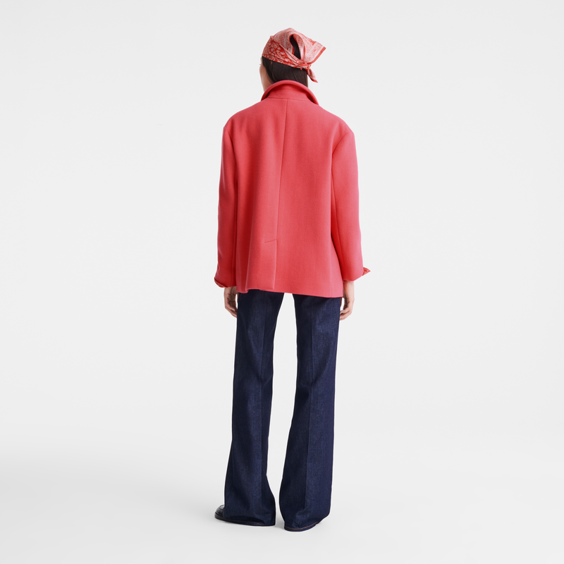 Straight peacoat , Blush - Wool broadcloth  - View 3 of 5